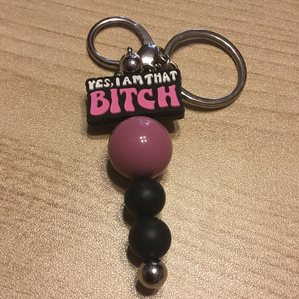 Pink and Black Keychain Accessory